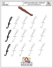 f harfi çizgi çalışması